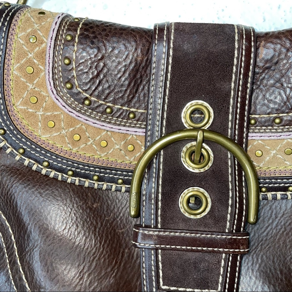 VTG COACH BOHO 90 Y2k Leather & Suede Brown Soho flap 10479  VERY RARE Bag - Picture 5 of 13